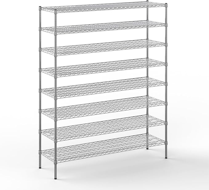 18" Deep x 60" Wide x 74" Height Wire Shelving Kit | 8-Tier | NSF Commercial Storage Rack Unit
