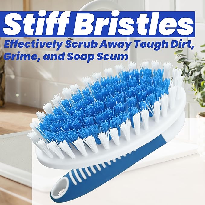 PHYEX Scrub Brush, 2 Pack Household Cleaning Brushes with Stiff Bristles, Scrubbing Brush for Carpet, Shower, Bathtub, Kitchen, Pool Tile, Bathroom Scrubber