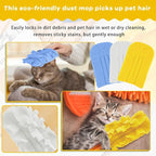 Zubebe 3 Pcs Duster Refill Reusable Fleece Duster Refills Feather Flat Dusters Multi Surface Washable Cleaning Pads Tools for Home, Blinds, Car, Pet, Furniture, Fans (White,Blue,Yellow)