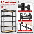 REIBII Storage Shelves 5 Tier Garage Shelving Heavy Duty Metal Shelving 2020LBS Adjustable Metal Shelf 59.8" H Pantry Shelf for Garage Pantry Closet Kitchen Basement 28" W x 12" D x 59.8" H, 2 Pack