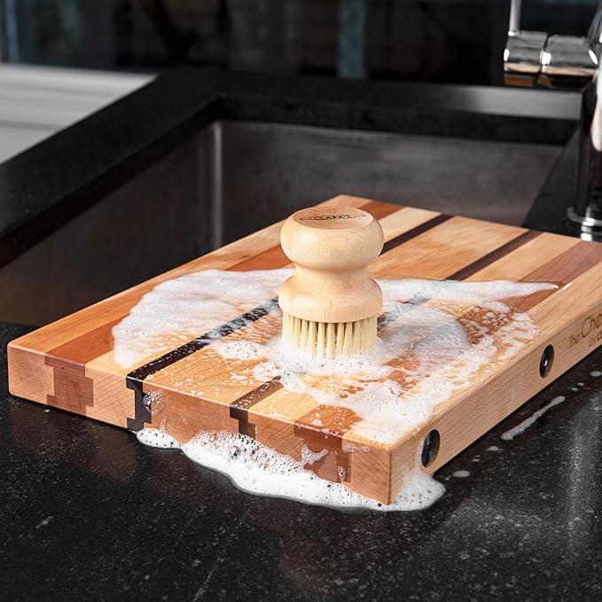 CLARK'S Cutting Board Oil Scrub Brush - Round Wood Applicator for Food Grade Mineral Oil and Wax on Wooden Bamboo, Cast Iron, and Utensils – Maple Construction – Kitchen Countertops Food Safe