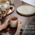 HaWare 14OZ Coffee Mugs Set of 6, Stoneware Coffee Cups with Handle, Latte Mug for Man, Woman, Dad, Mom, Modern Tea Mugs for Latte/Cappuccino/Cocoa/Milk, Dishwasher& Microwave Safe, Saturn Khaki