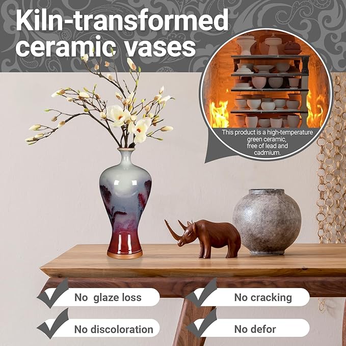 Ceramic vVase Living rRoom Home Decoration Ornament Hand-Painted Landscape Flower Vase Art Collectible (8.67 x 4.72in)