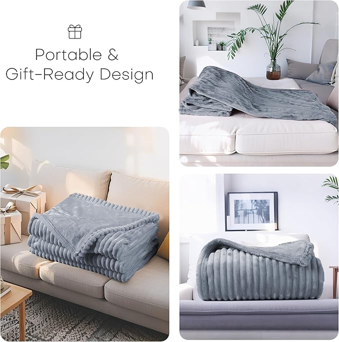 Electric Heated Blanket 50"x60" Throw Size with Cozy Flannel, 6 Heat Settings & 3 Hours Auto Off, Soft & Cozy Warming Throw for Home, Office, or Bed, Machine Washable, Grey