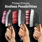 Matsato Knife Set 3-Piece Kitchen Knives, Cooking Chef Knife Set, Cleaver, Kitchen And Chef Cutting and Chopping Knives Sets Juego De Cuchillos Para Cocina