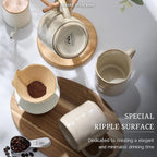 HaWare 14OZ Coffee Mugs Set of 4, Stoneware Coffee Cups with Handle, Latte Mug for Man, Woman, Dad, Mom, Modern Tea Mugs for Latte/Cappuccino/Cocoa/Milk, Dishwasher& Microwave Safe, Saturn Khaki