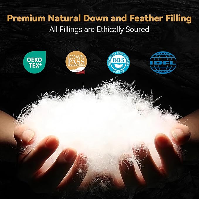 SNOWMAN Premium Down Comforter King Size, Luxurious All Season Duvet Insert with Cotton Blended Fabric, 44oz Fill Weight Pinch Pleat Design Hotel Bedding Comforter (Black,106"x90")