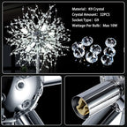 Airposta Crystal Floor Lamp - Elegant Standing Lamp, 69" Tall, Modern Design, 32 Firework Crystal Harnesses, Chrome Finish
