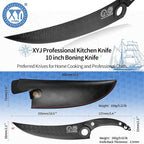XYJ Authentic Since 1986, FULL TANG 10 Inch Boning Knife With Sheath, Stainless Steel Deboning Meat Cleaver for Meat Cutting, Vegetable Kitchen Knife for Outdoor Camping
