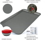 Boxiki Kitchen Non-Stick Baking & Cookie Sheet Pan Non-Toxic 11x14 Inch Rimmed Carbon Steel Baking Sheet. Dent, Warp and Rust Resistant. Heavy Gauge Steel Oven Baking Sheet. 1 Tray.
