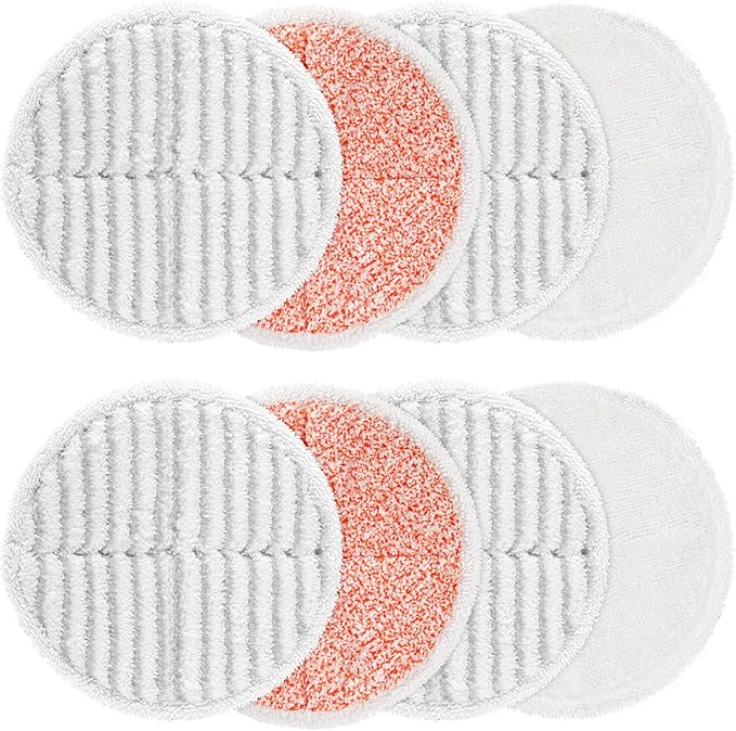 8 Pack Mop Pads Replacement Compatible with Bissell Spinwave 2124, 2039A, 2307, 23157, 23159, 20393, 20399 Hard Floor Spin Mop, 2 Soft Pads, 4 Scrubby Pads, 2 Heavy Scrub Pads