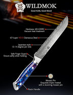 WILDMOK Serrated Bread Knife, 8 inch 67-Layer Damascus Steel Bread Knife, Ergonomic Strong durable resin handle with Luxury Gift Box