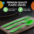 Party Solids Lime Green Plastic Knives 200 Pcs Lime Green Knives Disposable Utensils Heavy Duty Plastic Cutlery Disposable Cutlery Sets Flatware Sets Silverware Set Party Supplies & Party Tableware