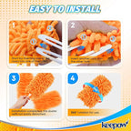 KEEPOW 6 Pack Reusable Duster Refill Compatible with Swiffer Duster, 360° Heavy Duty Duster Refills, Washable Microfiber Duster for Cleaning