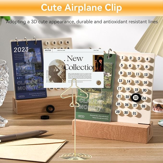 10Pcs Table Number Holders, Message Clip Gold Place Card Holder Desktop Metal Business Card Photo Golden Airplane Holder with Base Table Card Holder Stands Centerpieces for Wedding