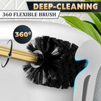 Gold Toilet Brush and Holder Set with Wall Mount - Modern Wall Mounted Toilet Brush Made from Corrosion-Resistant Stainless Steel - Removable Inner Bowl, Splash Protection & Dense Bristles Supplied