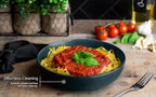 KooK Pasta Bowl, Salad Bowls, Soup, Serving Bowls, Ceramic, Large Capacity, Microwave & Dishwasher Safe, Set of 4, 40 Oz,(Dark Teal)