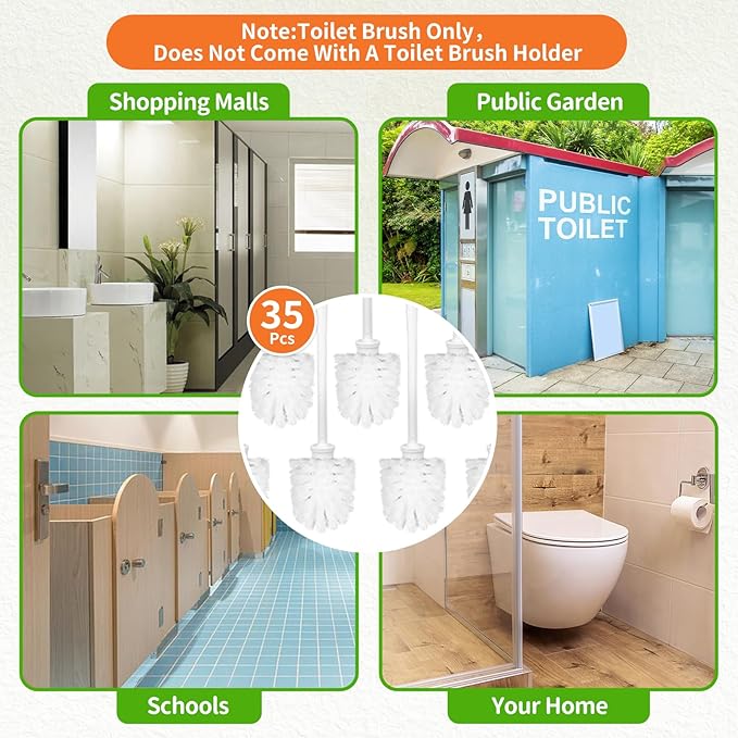 35pcs Toilet Brushes Pack Toilet Brush Only Long Toilet Brush Heavy Duty Toilet Brush Commercial Toilet Brush Long Handled Toilet Brush Toilet Brush Without Holder Disposable Toilet Brush Set
