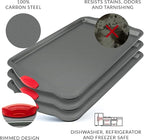 Premium Nonstick Baking Sheet Pans – Set of 3, Heavy-Gauge Carbon Steel, Warp, Dent, and Rust-Resistant – Gourmet Rimmed Half Cookie Sheet Trays, Non-Toxic for Exceptional Baking Performance