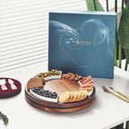 Shanik Acacia Wood Lazy Susan Cheese Board Set – Rotating Charcuterie Platter, Elegant Serving Tray for Appetizers, Snacks, Parties & Weddings