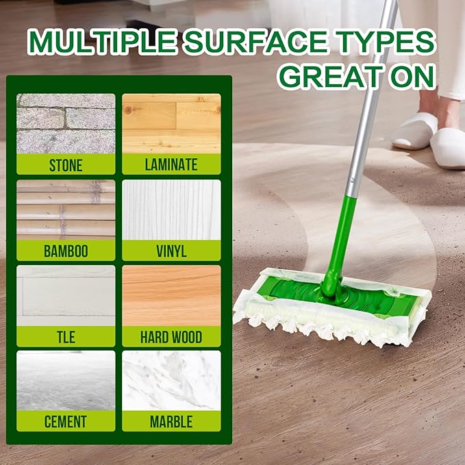 Heavy Duty Dry Sweeping Cloths Compatible with Sweeper Mop, Microfiber Duster Mop Pads Refills for Cleaning Hardwood Floor Dust and Pet Hair, Disposable (100)