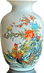 MTME Porcelain Figurines, Jingdezhen Decorative Flower vase, Melon Sr. Home Decor, Wedding Gifts, Aesthetic Sculpture Home décor (Rooster)
