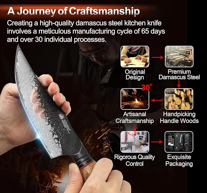 XINZUO 5.9 Inch Viking Knife With Ergonomic Wood Handle,Hand Forged High Carbon Steel Boning Knives For Kitchen Meat Cutting