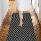 Custom Size Backed Non-Slip Area Rugs Runner, Easy Clean, Waterproof Runner Rugs for Hallway Entryway, Kitchen, Laundry, 3FT x 8FT, Gray Checkered