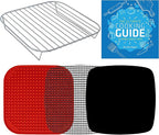 Air Fryer Rack Accessories Compatible with Cosori, Dash, Chefman, Secura, Nuwave®, Emeril Lagasse, Philips, Cozyna + More, 5pcs Stainless Steel Air Fryer Accessories with Heat Resistant Mats