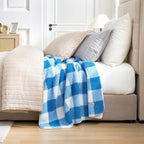 Cozy Bliss Luxury Sherpa Throw Blanket for Couch, Premium Reversible Buffalo Plaid Thick Throw, Warm Cozy Soft Blanket for Home and Gifts (Light Blue, 60" x 80")