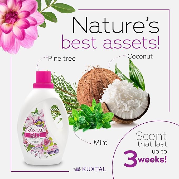 KUXTAL Fabric Softener 1-Pc & Liquid Laundry Detergent 2-Pc (202.8 fl oz) Biodegradable & Eco-Friendly And Natural Extracts, Its Cleaning (Mix liquid)