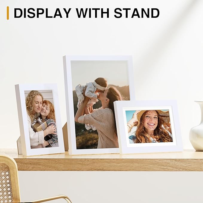 Vittanly 15 Pack Picture Frames Collage Wall Decor for Mounting or Tabletop Display, Gallery Frame Set for Family, Multi Sizes Including 3pcs 8x10, 6pcs 5x7, 6pcs 4x6, White