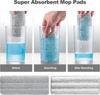 JOYMOOP Flat Mop Pads, Microfiber Mop Cleaning Pads, Washable Pads, Pads Replacement Flat Mop or Mop Bucket Set, Pack of 50 Refills 13inch - Grey and Stripe