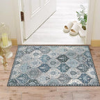Lahome Moroccan Trellis Front Door Mat Indoor Entrance, 2x3 Rugs for Entryway Non-Slip Washable Indoor Door Mat, Oriental Accent Small Rug for Kitchen Bedroom Bathroom, Blue