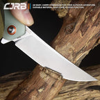CJRB Small Folding Pocket Knife with Stonewash AR-RPM9 Powder Steel Blade and G10 Handle Tactical Knife for Men Womens EDC Outdoor Survival Camping Hunting Hiking, Gobi(J1906) Natural Green