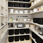 8 Pack Black Storage Bins for Shelves, Plastic Storage Containers for Organizing, Stackable Storage Boxes with Handle, Black Storage Bins for Classroom, Craft, Snacks, Cabinet, 9.7x6.7x5.7inch