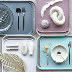 LINE+ARC Waterproof, Easy-to-Clean, 18"x12" Serving Tray Extra Large Handles (Slate) 100% Food-Grade Melamine for Breakfast, Dinner, Bed, Tea, Crafts, Decorative, TV, Couch, Outdoor, Patio