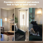 Ambimall Floor Lamp for Living Room with 3 Color Temperatures Bulb, 64" Standing lamp with Linen lampshade for Bedroom, Minimalist Pole Lamp, Beige Shade & Gold Pole