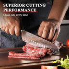 Sunnecko Chef Knife Sharp Santoku Knife 7 Inch, High Carbon Stainless Steel Chopping Knife Vegetables, Cooking Knife with Wood Handle, Gifts for Men and Women