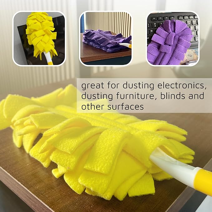 Flammi 360° Fleece Duster Refills for Swiffer, Reusable Duster Refills Heavy Duty Compatible with Swiffer Hand Duster (6 Pack-Mixed Color)