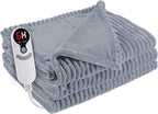 Electric Heated Blanket 50"x60" Throw Size with Cozy Flannel, 6 Heat Settings & 3 Hours Auto Off, Soft & Cozy Warming Throw for Home, Office, or Bed, Machine Washable, Grey