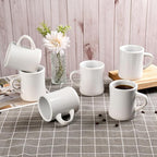 11oz Ceramic Coffee Mug set Stoneware Coffee Cups Set for Restaurant, Diner, Farmhouse, Coffee Shop, Home set of 6 (white)