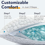 Shredded Memory Foam Pillows for Sleeping King Size Pillow, Cooling Gel Pillows for Hot Sleepers Cool Pillow for Side and Back Sleeper, Soft Yet Support Adjustable Bed Pillow, Gift for Women or Men