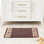 Zahari Home Larrisa Floral Bathroom Rug Luxury Bath Rug Washable Contemporary Decor Beautiful Shower Mat Unique Design Stylish Non Slip Shower Mat Flower Bath Rug Bath Shower Tub Decor