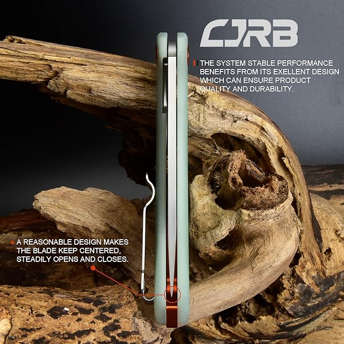 CJRB Small Folding Pocket Knife with Stonewash AR-RPM9 Powder Steel Blade and G10 Handle Tactical Knife for Men Womens EDC Outdoor Survival Camping Hunting Hiking, Gobi(J1906) Natural Green