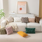 Set of 2 Soft Moroccan Throw Pillow Covers 18x18 Inch Plush Boho Decorative Pillow Cover Accent Cushion Case for Couch Sofa Bed, Mustard Yellow