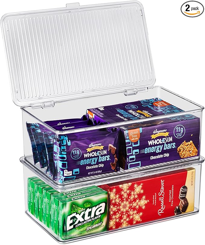 Pantry Storage Bins for with Hinged Lids