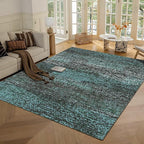 RUGSURE Washable Area Rug - 1/6 Thick - Stain & Water Resistant Non-Slip - Resistant Rug for Living Room, Bedroom, Nursery, Pet & Child Friendly, Vintage Charm Area Rugs (Green, 5' x 7')