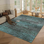 RUGSURE Washable Area Rug - 1/6 Thick - Stain & Water Resistant Non-Slip - Resistant Rug for Living Room, Bedroom, Nursery, Pet & Child Friendly, Vintage Charm Area Rugs (Green, 9' x 12')