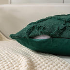 Set of 2 Soft Moroccan Throw Pillow Covers 24x24 Inch Plush Boho Decorative Pillow Cover Accent Cushion Case for Couch Sofa Bed, Dark Green